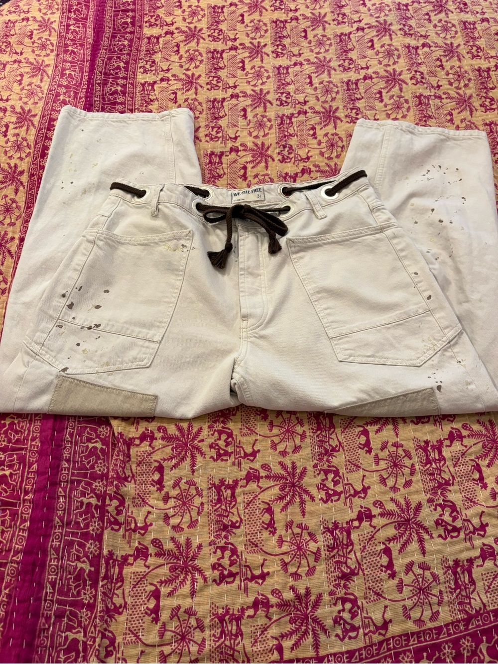 Free People Moxie Paint Splattered Barrel Jeans - Picture 4 of 9